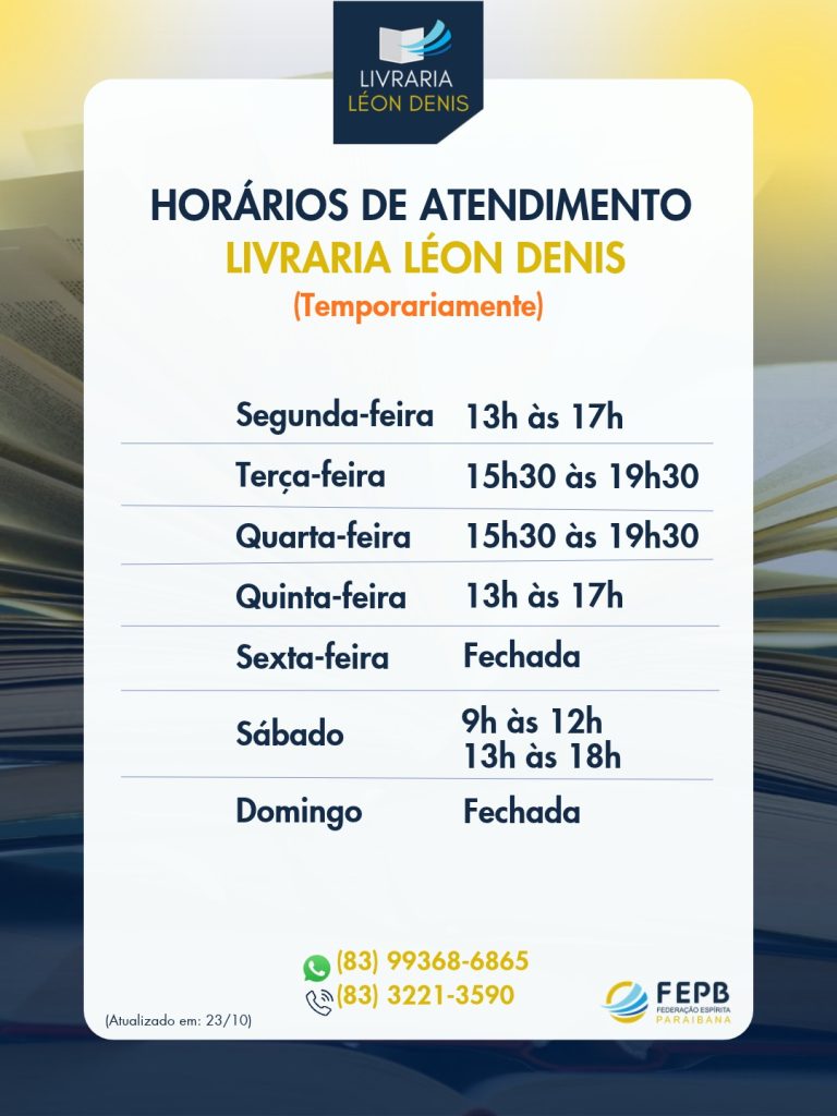 Novos horários temporários da FEPB